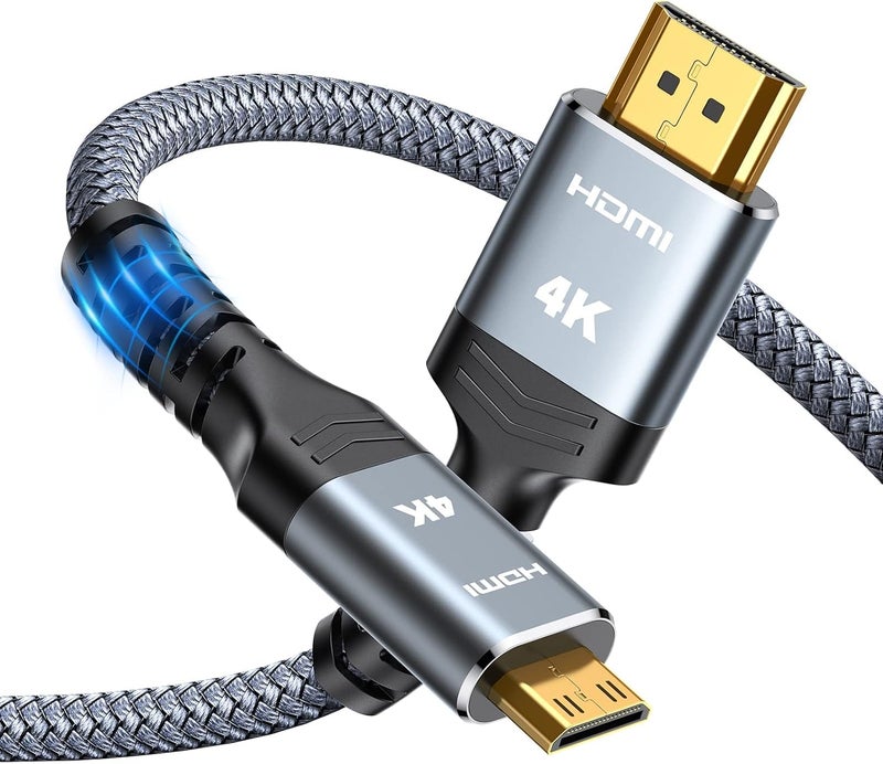 Highwings Mini HDMI to HDMI Cable 15FT, (4K 60Hz) High Speed HDMI to Mini HDMI Male Bi-Directional 2.0 Cord, for HDTV, Tablet, Camera and Camcorder [Aluminum Shell, Nylon Braided] - Image 1